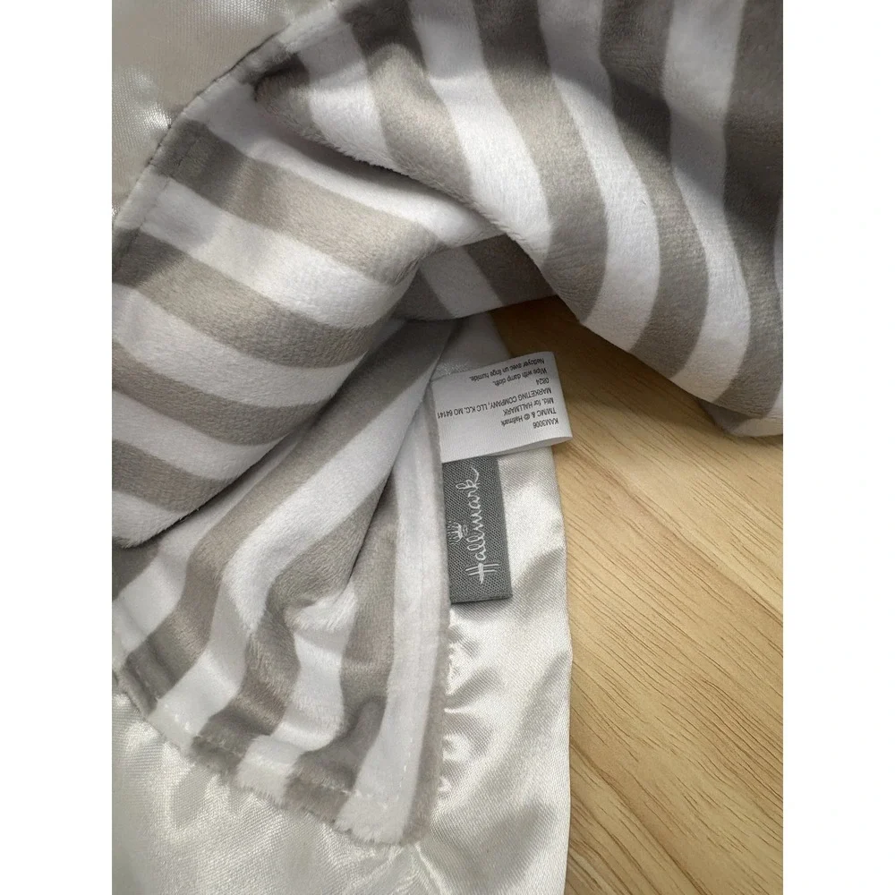 Hallmark Baby Shark Lovey Security Blanket Gray White Plush Striped KAM3006
